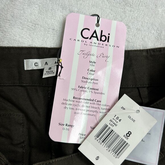 CAbi Womens Stadium Pants Olive Green Zip-Leg Flare Stretch Size 8 Style 184 New - Picture 3 of 15